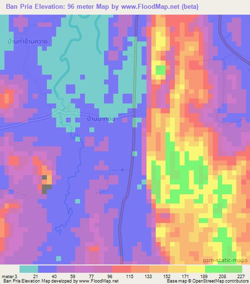 Ban Pria,Thailand Elevation Map