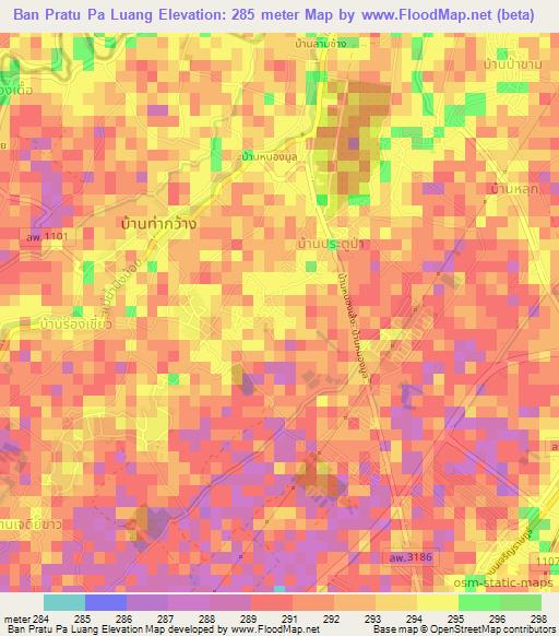 Ban Pratu Pa Luang,Thailand Elevation Map
