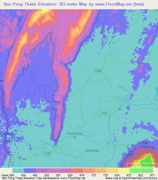 Ban Pong Thalai,Thailand Elevation Map