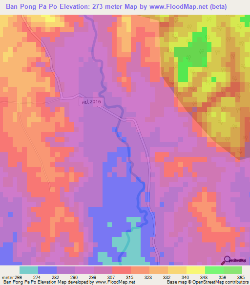Ban Pong Pa Po,Thailand Elevation Map