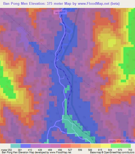 Ban Pong Men,Thailand Elevation Map