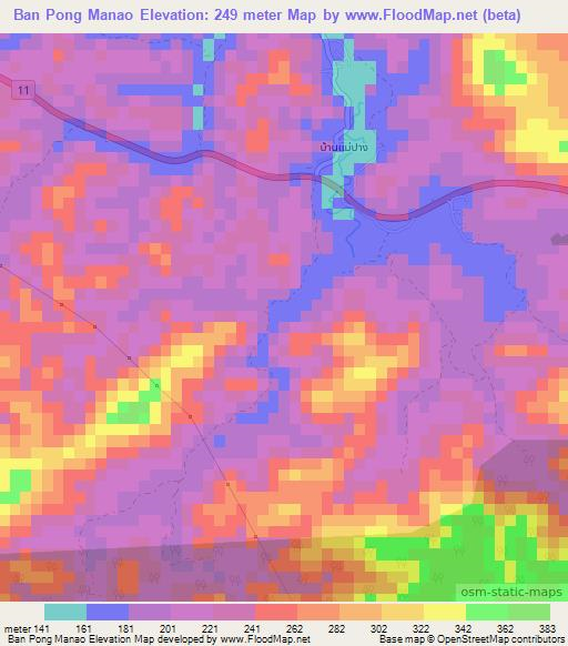 Ban Pong Manao,Thailand Elevation Map