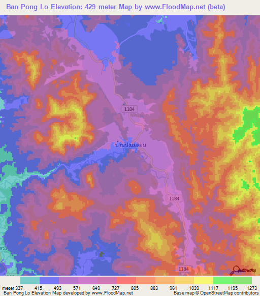 Ban Pong Lo,Thailand Elevation Map