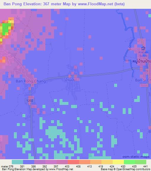 Ban Pong,Thailand Elevation Map