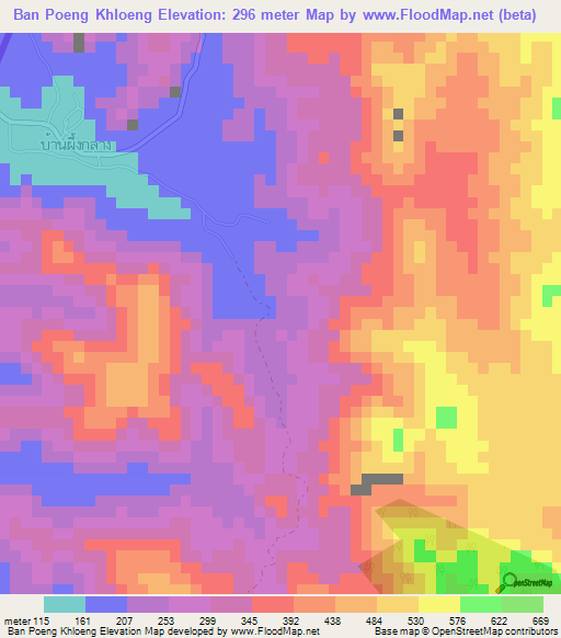 Ban Poeng Khloeng,Thailand Elevation Map