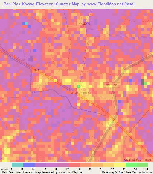 Ban Plak Khwao,Thailand Elevation Map