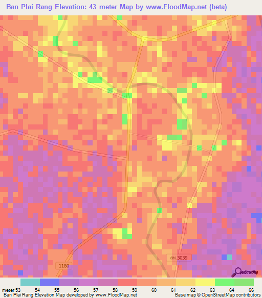 Ban Plai Rang,Thailand Elevation Map