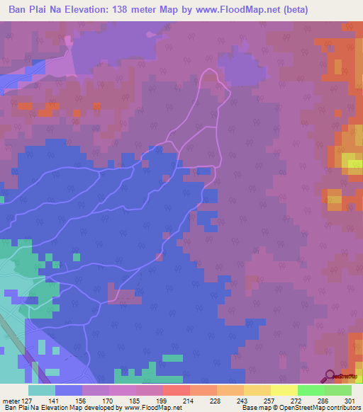 Ban Plai Na,Thailand Elevation Map