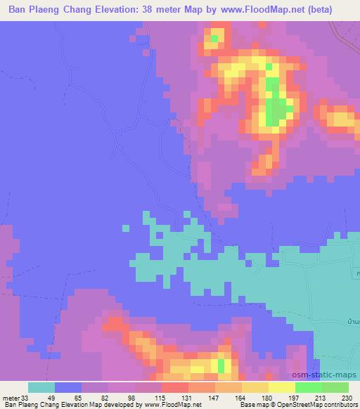 Ban Plaeng Chang,Thailand Elevation Map