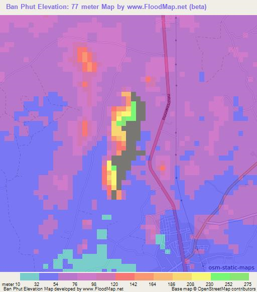 Ban Phut,Thailand Elevation Map