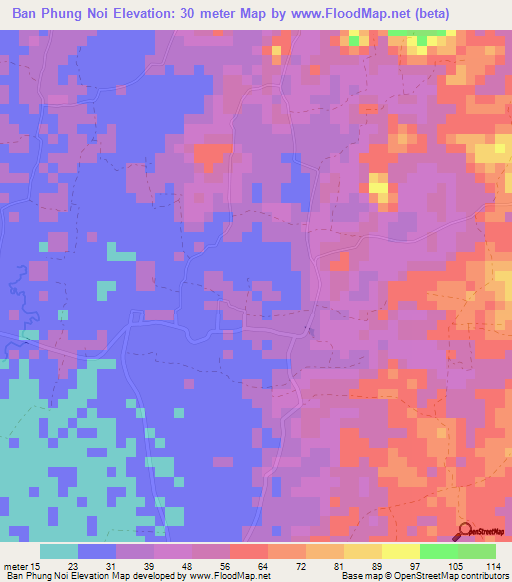 Ban Phung Noi,Thailand Elevation Map