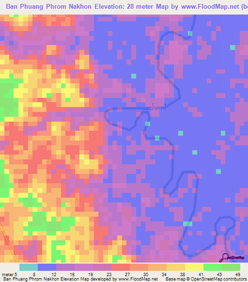 Ban Phuang Phrom Nakhon,Thailand Elevation Map
