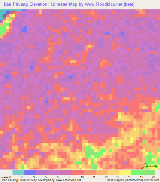 Ban Phuang,Thailand Elevation Map
