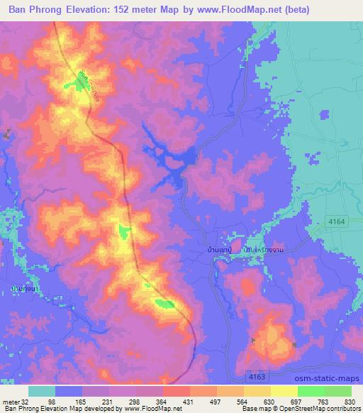 Ban Phrong,Thailand Elevation Map