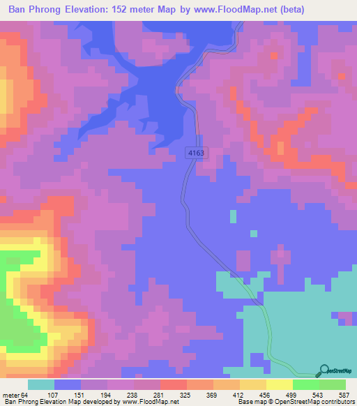 Ban Phrong,Thailand Elevation Map