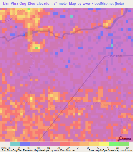 Ban Phra Ong Dieo,Thailand Elevation Map