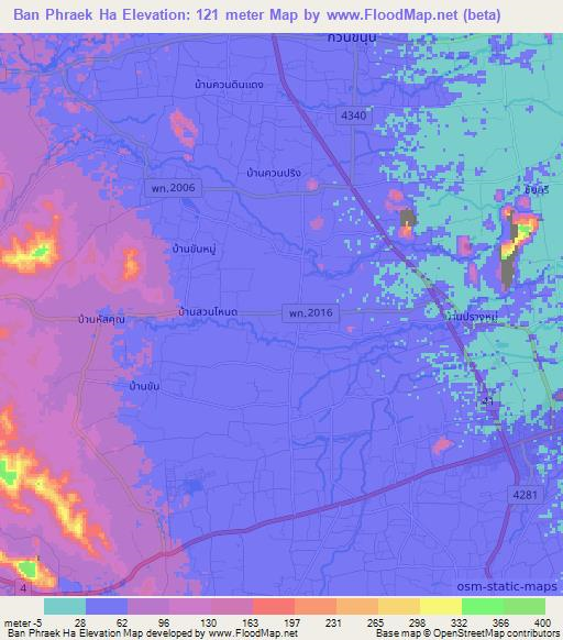 Ban Phraek Ha,Thailand Elevation Map
