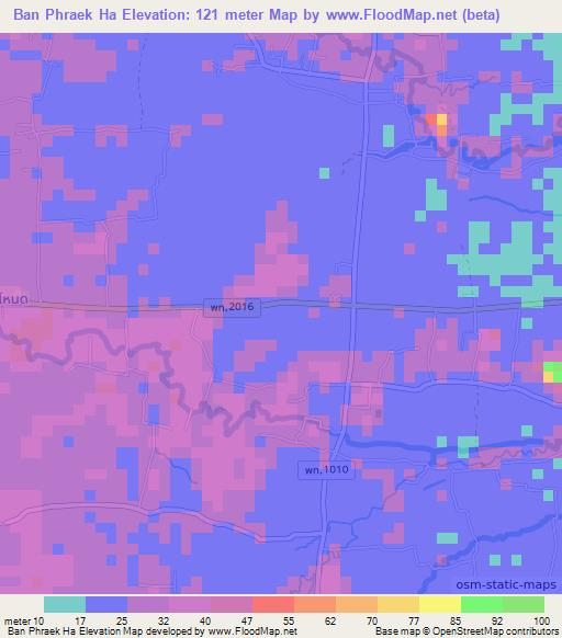 Ban Phraek Ha,Thailand Elevation Map