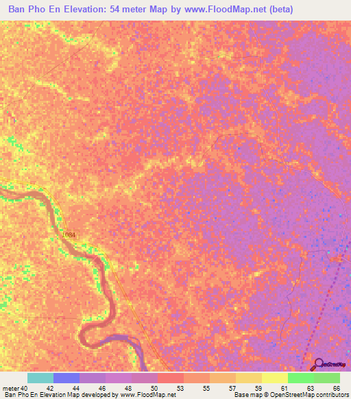 Ban Pho En,Thailand Elevation Map
