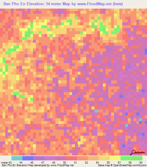 Ban Pho En,Thailand Elevation Map