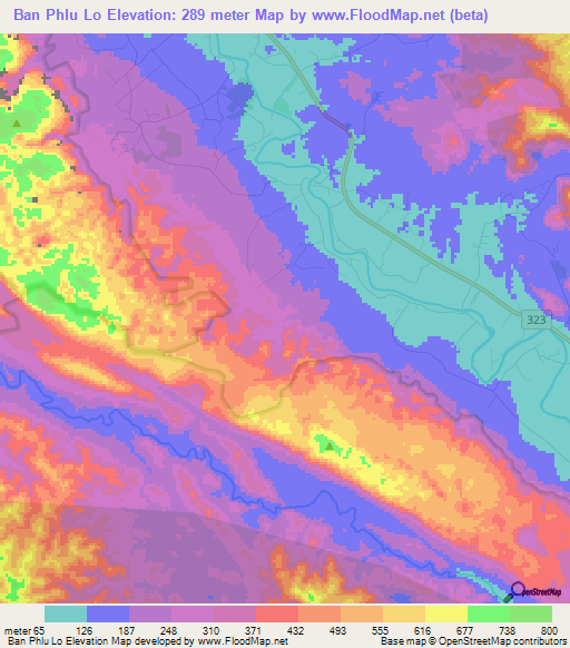 Ban Phlu Lo,Thailand Elevation Map