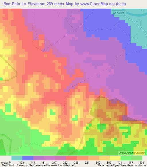 Ban Phlu Lo,Thailand Elevation Map
