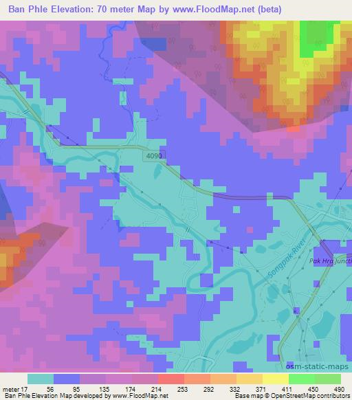 Ban Phle,Thailand Elevation Map