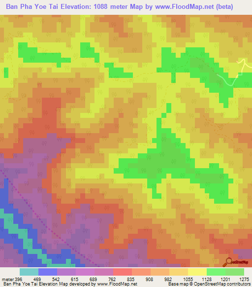 Ban Pha Yoe Tai,Thailand Elevation Map