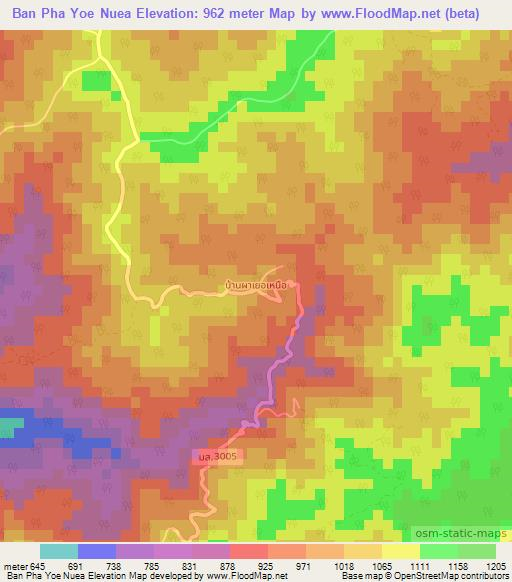 Ban Pha Yoe Nuea,Thailand Elevation Map