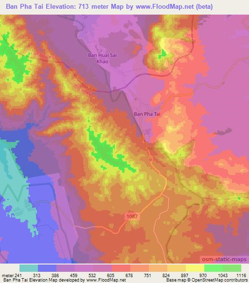 Ban Pha Tai,Thailand Elevation Map