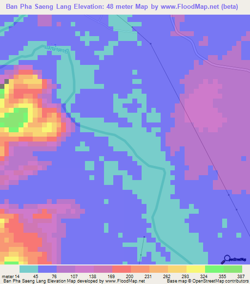 Ban Pha Saeng Lang,Thailand Elevation Map