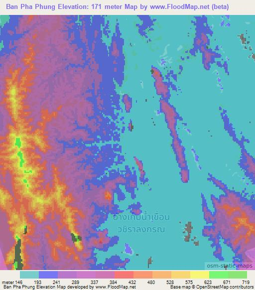 Ban Pha Phung,Thailand Elevation Map