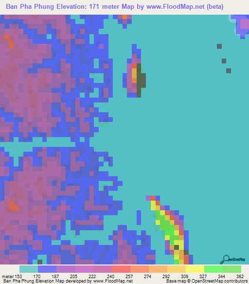 Ban Pha Phung,Thailand Elevation Map