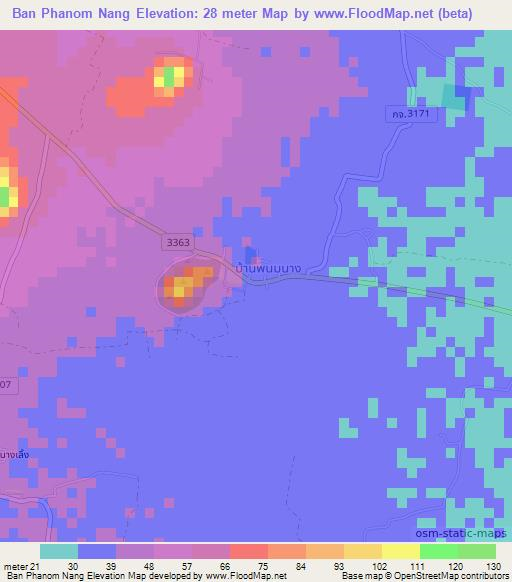 Ban Phanom Nang,Thailand Elevation Map