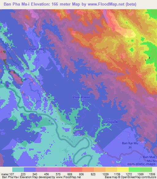 Ban Pha Ma-i,Thailand Elevation Map