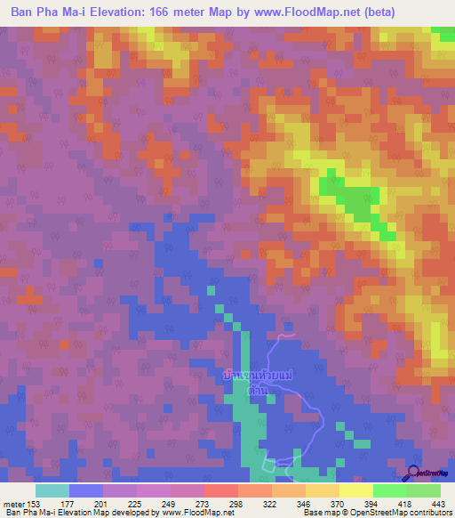 Ban Pha Ma-i,Thailand Elevation Map