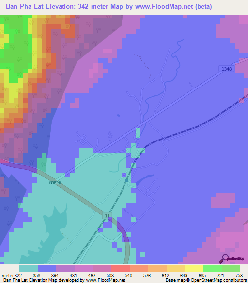 Ban Pha Lat,Thailand Elevation Map