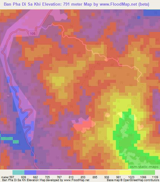 Ban Pha Di Sa Khi,Thailand Elevation Map