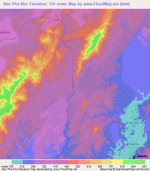 Ban Pha Kho,Thailand Elevation Map