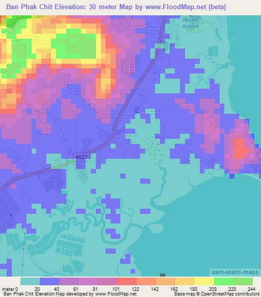 Ban Phak Chit,Thailand Elevation Map