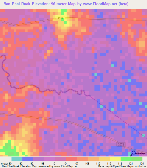 Ban Phai Ruak,Thailand Elevation Map
