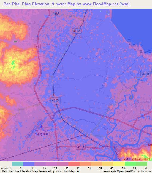 Ban Phai Phra,Thailand Elevation Map