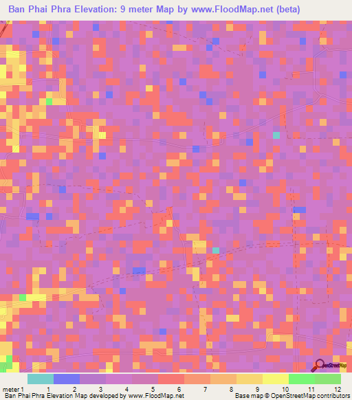 Ban Phai Phra,Thailand Elevation Map