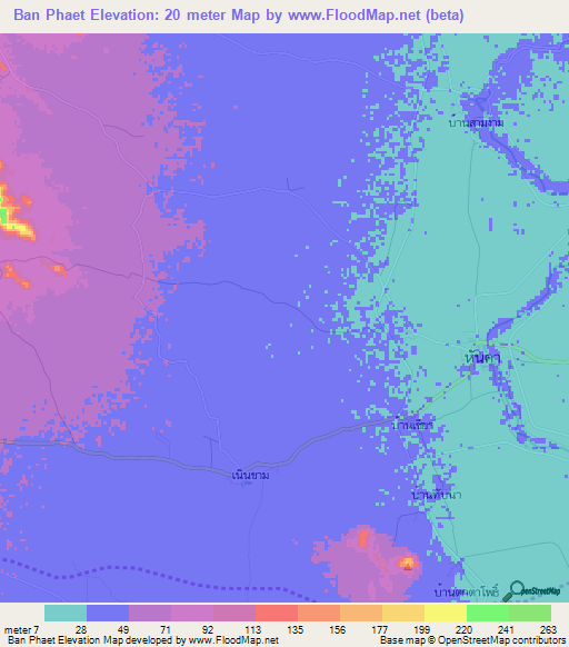 Ban Phaet,Thailand Elevation Map
