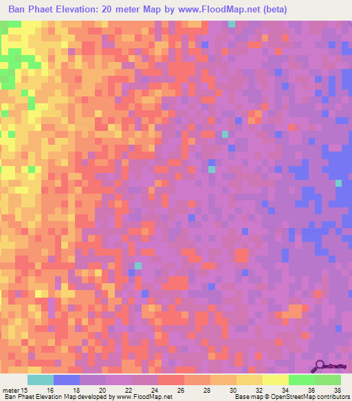 Ban Phaet,Thailand Elevation Map