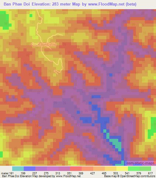 Ban Phae Doi,Thailand Elevation Map