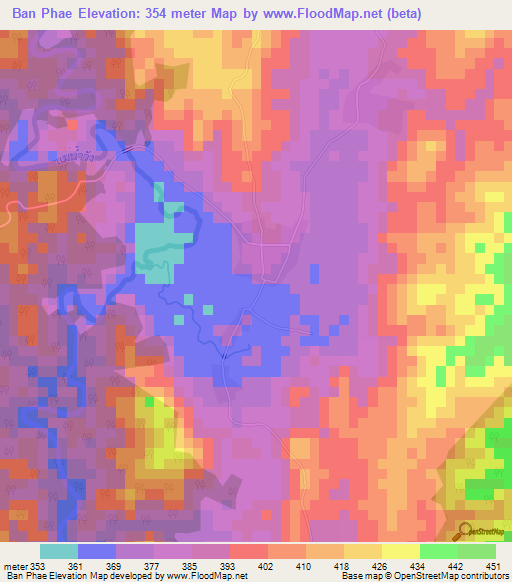 Ban Phae,Thailand Elevation Map