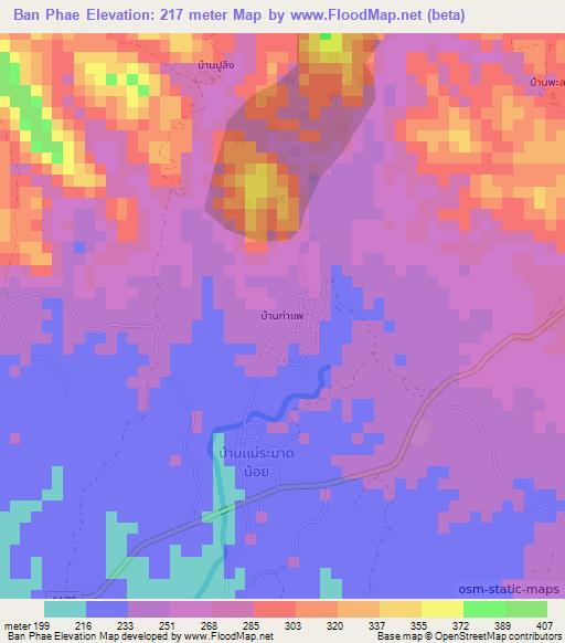 Ban Phae,Thailand Elevation Map