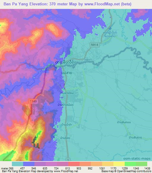 Ban Pa Yang,Thailand Elevation Map