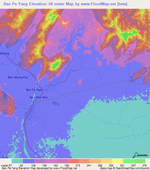 Ban Pa Yang,Thailand Elevation Map